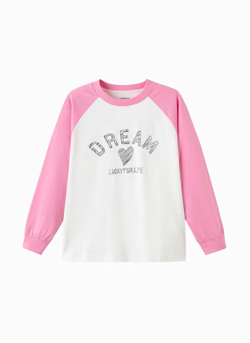 Kids Unisex Round v-neck long-sleeved T-shirt